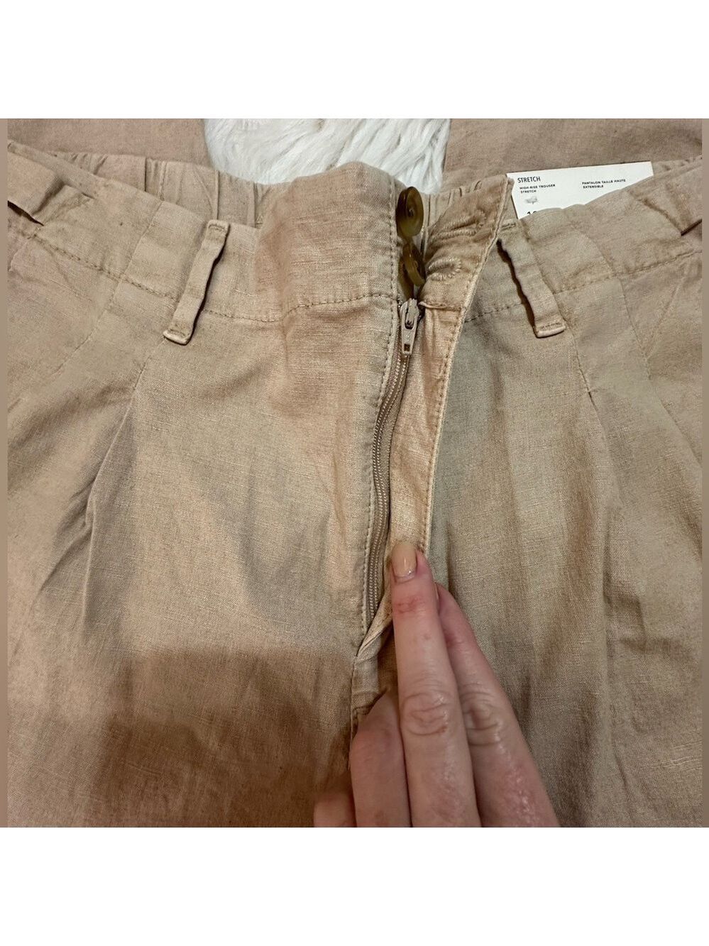AMERICAN EAGLE HIGH RISE WIDE LEG STRETCH TROUSERS BEIGE WOMEN’S SIZE 12 - Picture 9 of 15